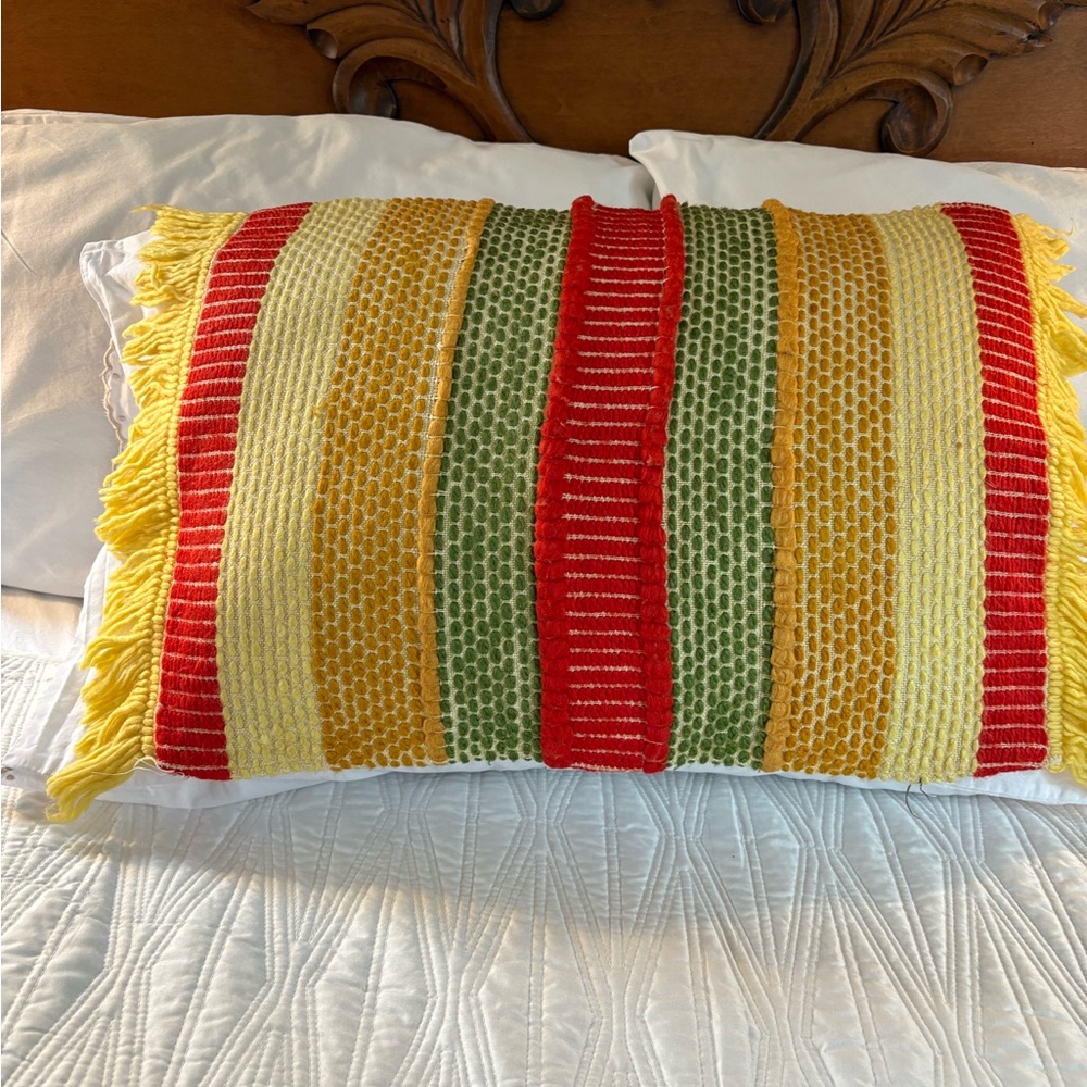 Vintage Colorful Striped Throw Pillow